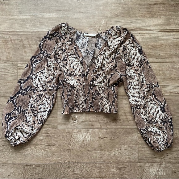 Envy Snake Print Cropped Long Sleeve Top size S - Picture 1 of 5